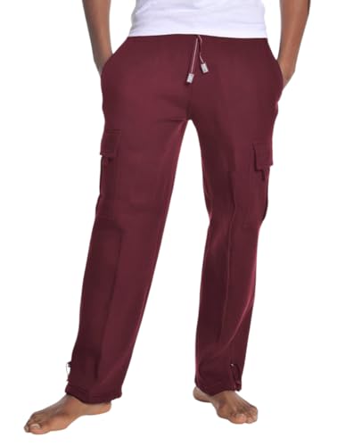 Pro Club Men's Heavyweight Fleece Cargo Pants,Maroon, X-Small