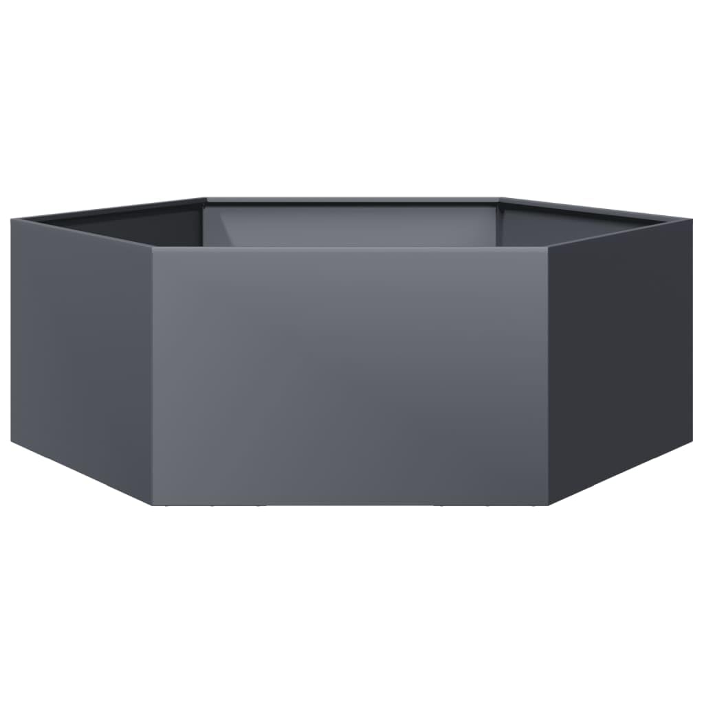 vidaXL Garden Planter, Plant Pot for Patio Balcony Terrace, Flower Pot for Flower Herb Plant, Outdoor Planter Box, Anthracite Hexagon Steel