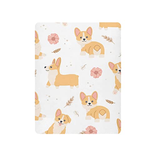 Image of Kawaii Welsh Corgi Dog Crib Sheets Soft Breathable Fitted Baby Crib Sheets Mattress Cover for Girl Boys, 52 inch x 28 inch x 9 inch