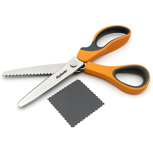 STYLEETE Ciseaux Cranteurs Couture [Qualité Professionnelle] - Lames (11,5 cm) en Acier Inoxydable - Ciseaux à Denteler pour Loisirs Creatifs - Ciseaux Cranteurs...