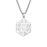 Genérico collar hombre.Mandala Lotus Eternal Flower Collar Colgante Moda Yoga Om Joyería Trend