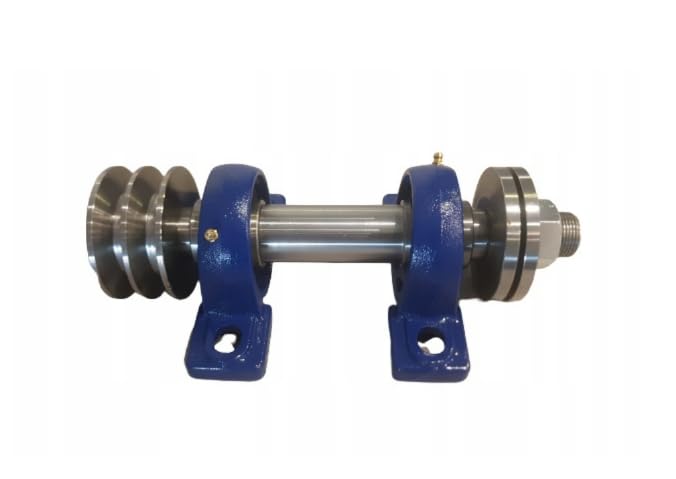 Eje de sierra circular 30X350 con polea en V 2x13 90 mm rosca izquierda UCP 207