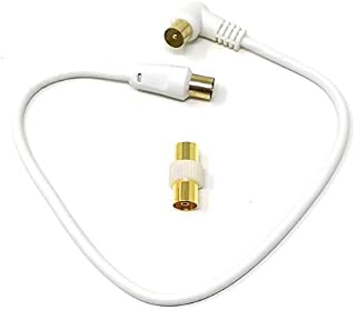 MainCore 10m long Right Angle TV/AV Aerial Antenna Coaxial Cable Lead with Coupler for TV, Satellite, UHF/RF TVs, VCRs, DVD players, DVRs, Boxes/Gold Plated Connectors/Plug to Plug