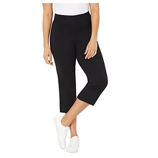 Catherines Women's Plus Size Petite Yoga Capri - 5XWP, Black (0403)