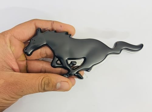 Image of Emblems for Car & Bike Metal Lo.go and Me.tal Lo.go, Auto Accessories for Car Emblem 3D Badge Auto Racing Sport Sticker Grand Tourer Decal. (Black Metal Horse Logo)