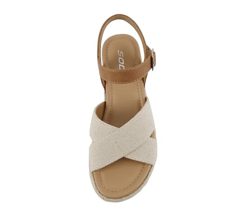Image of Soda inchFIRELY inch ~ Women Round Toe Crisscross Band Platform Espadrille Wedge Sandal with Adjustable Ankle Strap