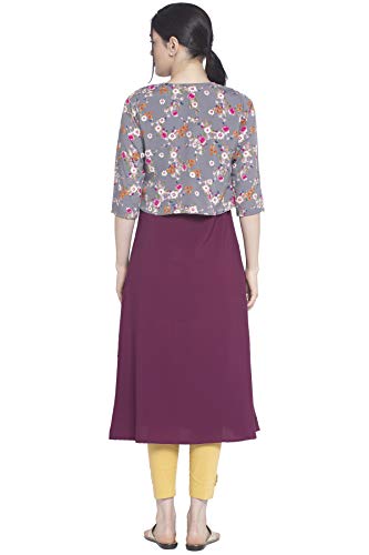 Image of Women's Crepe Jacket Kurta (ALC4045MAROON Purple 3XL)