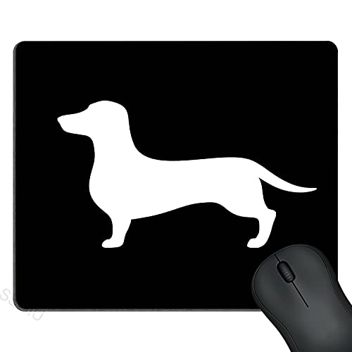 SSOIU Alfombrilla de ratón de perro salchicha, diseño de perro con fondo negro, alfombrilla de ratón rectangular de goma antideslizante personalizada para juegos de 9.5 x 7.9 pulgadas (240 mm x 200 mm