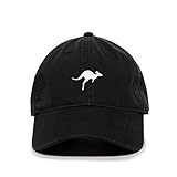 Kangaroo Baseball Cap Embroidered Cotton Adjustable Dad Hat Black