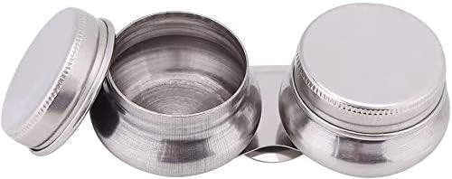 Stainless Steel Double Dipper Palette Cup with Screw Lid and Clip Oil Container for Acrylic or Oil Paint, Palettes and Palette Cups Painting Art Craft Supplies