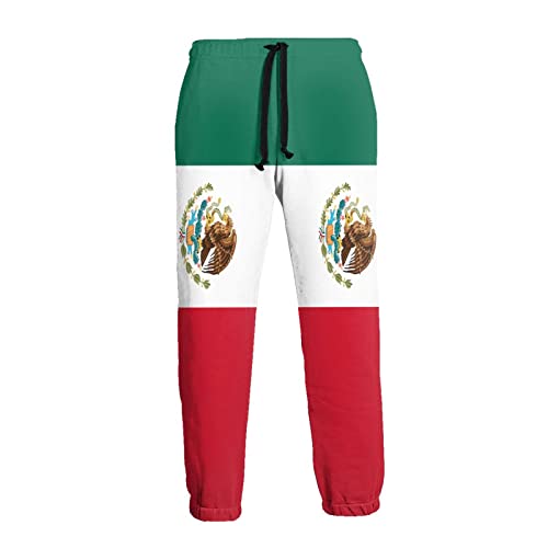 Mexican Flag Sweatpants for Men Printed Joggers Pant Drawstring Sports Pants