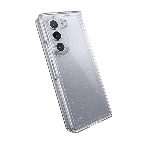 Image of Speck Clear Samsung Galaxy Z Fold 5 Case - Foldable, Scratch Resistant & Drop Protection - Anti-Yellowing Clear Phone Case for Galaxy Z Fold 5 - Presidio Perfect-Clear with Gold Glitter