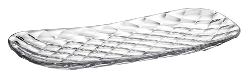 Crystal Bohemia Glass Serving Tray - 280 x 140 x 22 mm, Dishwasher Safe, Modern, Scratch-Resistant & Decorative - Rectangular Plate for Antipasti, Sushi, Pastries & Tapas - Ideal for Parties and