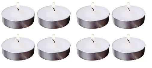 White Unscented Tealight Candles with Metal Cup, Pack of 8-image-14