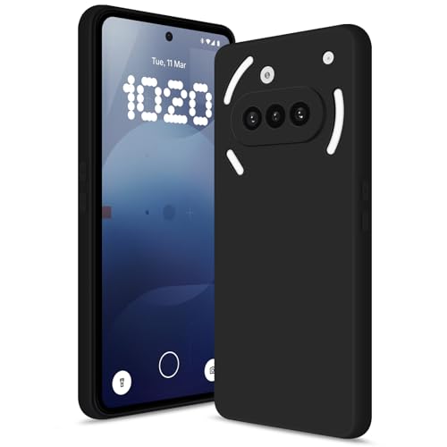 Btstring Funda para Nothing Phone 3A, Silicone Case con Protección Mejorada para la cámara, Carcasa Delgada a Prueba de Golpes, Forro Microfibra Suave Antiarañazos, Negro