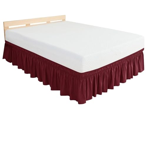 Cache-Sommiers Élastique à Volants - Jupe de Lit Enveloppante 38/45cm - Facile à Mettre - Tailles : 90x190/140x190/160x200/180x200 - Robuste et...