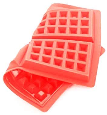 Selecto Bake Silicone Rectangular 4 Cavity Waffles Pan Cake Baking Mould Pack of 2, Red, Cell Size Approx. 12.5 x 8.5 x 2.1cm - Image 3