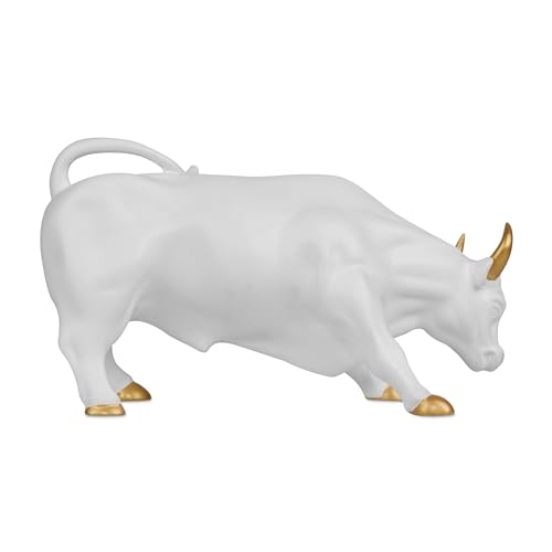 Image of Artarium Abstract Art Bull Showpices for Living Room Charging Bull Statue Sculpture Ornament Animal Figurines for Table Decor Gifting Home Decoration (Charging Bull White 5.11 Inch)