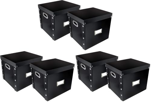 Image of Snap-N-Store Vinyl Record Storage Box - 12 inch - 6 Pack - Crate Holds up to 75 Vinyl Albums - Black