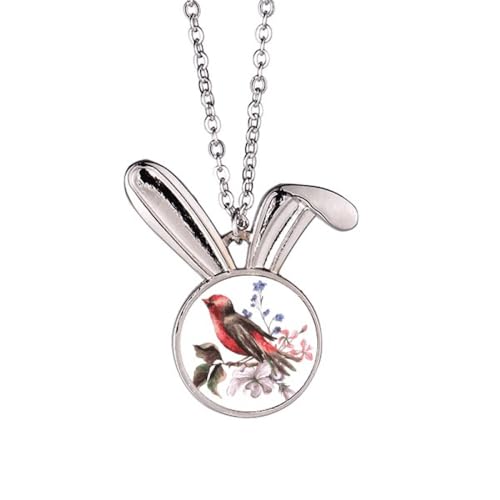Collier oiseau et fleurs en argent pour femme avec pendentif branche végétale