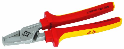C.K Redline VDE Cable Cutters for Copper & Aluminium Wire 210mm, German Made Shearing Action Electrical Wire Cutter, Heavy Duty Croppers for Electrician, Electricians Snips, CK Tools 431031