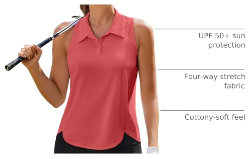 Image of PINSPARK Women's Golf Shirt Racerback UPF 50+ Tennis Tank Top with Collar