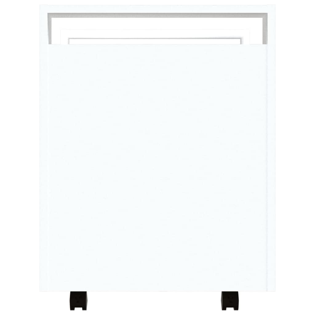 INLIFE Carro de oficina blanco, 60 x 45 x 60 cm, material de madera, blanco, 19,4 kg