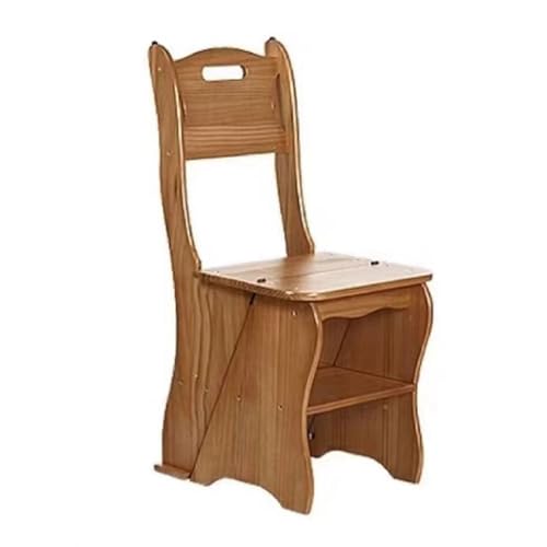 Taburete de escalera en madera de nogal para organizar plantas y alcanzar muebles altos