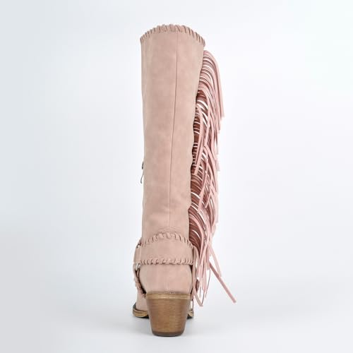 sexytag Fringe Wide Calf Cowboy Boots Studded Knee High Cowgirl Boots Tall Fashion Western Boot2