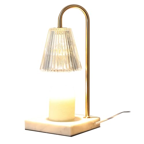 CMFTGDS Candle Warmer Lamp, Classical Candle Lamp Warmer for Jar Candles, Electric Candle Melter with Dimmer, Wax Melter Warmer Lamps with 2 Bulbs (Transparent lamp Shade with White Base)