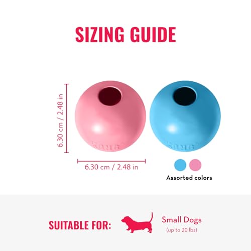 KONG Puppy Ball mit Loch - Weiches & Strapazierfähiges Hundespielzeug aus Naturkautschuk für Zahnende Welpen - Für Kleine Welpen