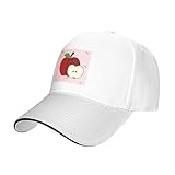 HYTTER Gorra de béisbol con estampado de manzana roja de dibujos animados, color negro, cómoda, transpirable, Blanco, talla única