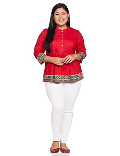 Image of Amazon Brand - Myx Women Cotton Regular Fit Short Kurti (Available in Plus Sizes)