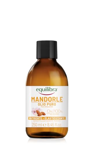 Equilibra, Olio di Mandorle Puro, Olio di Mandorle Dolci, Protettivo, Nutriente ed Elasticizzante, Aiuta a Prevenire le Smagliature in Gravidanza o Durante una Dieta Ipocalorica, 250 ml