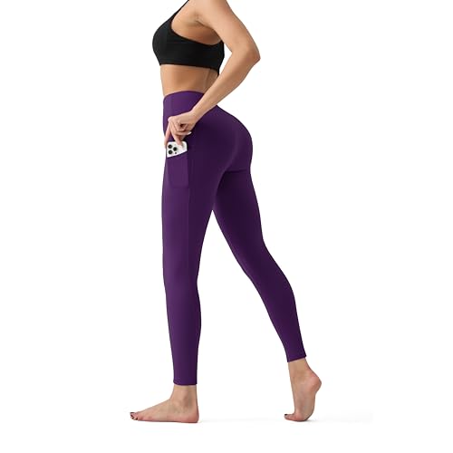 Image of YUDSUD High Waisted Leggings for Women with Pockets - Tummy Control Capris Yoga Pants for Workout Running Athletic Cycling
