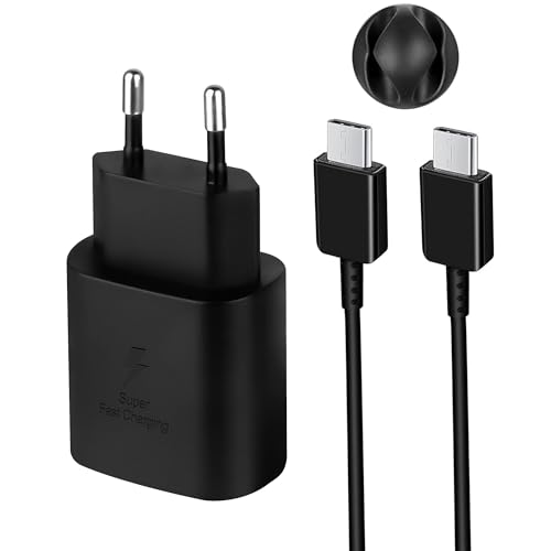 Caricabatterie Rapido da 25 W, Caricatore USB-C Compatibile con Samsung Galaxy S25/S24/S23/S22/S21 Ultra/S25 /S24 /S23 /S20FE/S10/S10e/S9/S8/Note10/ 20 Ultra/Z Flip 6/A55 5G/, 2M USB -C Nylon Cavo