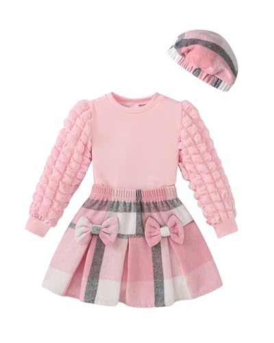Image of Toddler Girl Clothes Outfit Shirt Top Plaid Mini Skirt Outfits Set Little Girl Dresses Kids Clothes for Girls 18M-8T