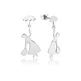 Blingsoul Silver Poppins Stud Dangle Earrings - Silhouette Mary Flying Umbrella Drop Fashion Christmas Jewelry for Women | [J100035] Mry Popin | Silver