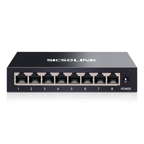 Image of 8-Port Gigabit Unmanaged Switch, Ethernet Splitter Hub, Plug & Play, Fanless Silent, Metal Case, Desktop /Wall Mount, Traffic Optimization for Home /Office /Gaming