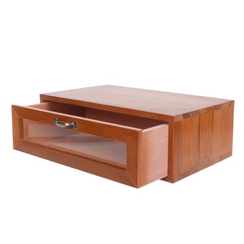 Didiseaon Boîte de Rangement Surélevée Bois Vintage avec Tiroir pour Bureau Support Écran Ordinateur et Organisateur de Maquillage Pratique