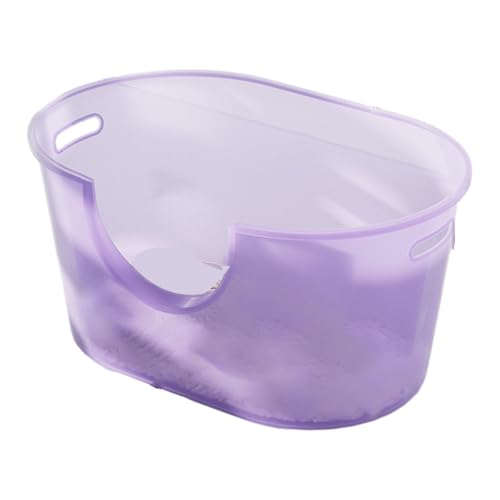 MYCENSE ハムスターのハムスターのための高い子猫のリターパン子猫のウサギの小さな猫のごみ箱、トイレトイレのケージ、大きな子猫のリターパン小さい動物と中程度の動物, 紫