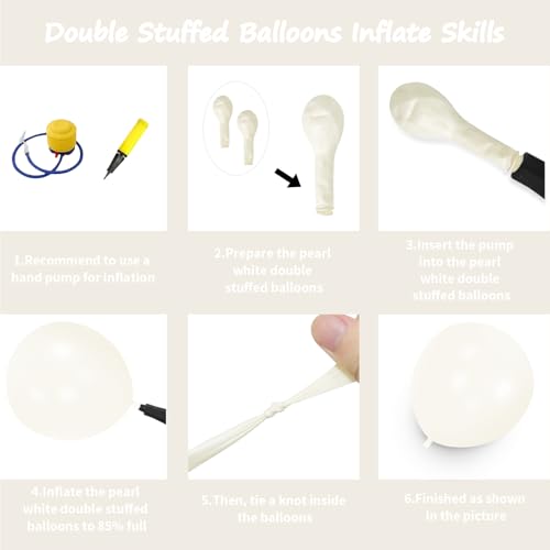 Image of 108Pcs Double Stuffed White Pearl Balloon Garland Arch Kit