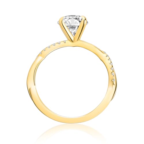 2.0ct Moissanite Engagement Ring,D Color VVS1 Clarity,8mm Round Brilliant Cut,4-Prong Twist Band 925 Sterling Silver Promise Ring2