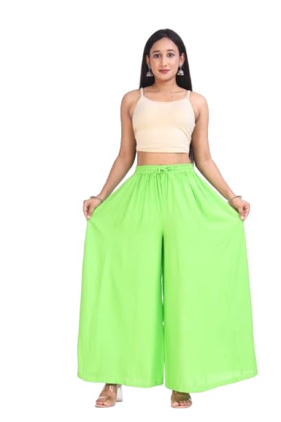 hb cloths Women's Palazzo Pant, Flared Rayon Palazzo Wide Leg Solid Color, Elasticated Waist Loose-fit & Regular, Casual Wear, Women's Relaxed Fit Rayon Palazzo-picture-50