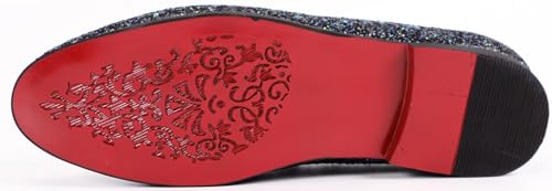 Mens Smoking Sparkling Slipper Metallic Sequins Textured Glitter Tuxedo Slip-on Prom Loafers Luxury Wedding Dress Shoes4