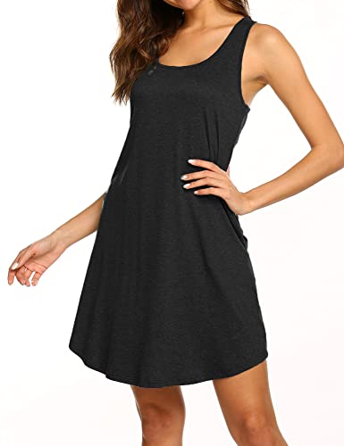 LuckyMore Womens Casual Scoop Neck Sleeveless Racerback Tunic Dress with Pockets4