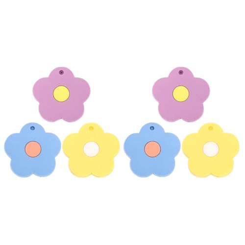 NUOBESTY Cubiertas Decorativas para Llaves en Silicona, Set de 6 Piezas Forma de Flor, Colores Morado Azul y Amarillo, para Identificadores Clave Reutilizables, Accesorios para Llaveros