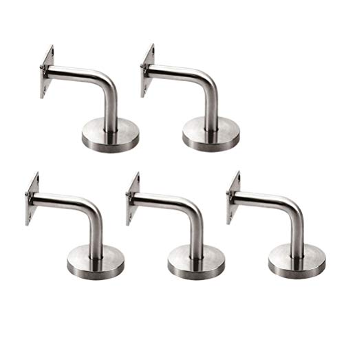DOITOOL 5 pieza Soportes de barandilla escaleras de acero inoxidable Soportes para pasamanos montado en la pared para soportes de barandilla de madera o metal (6 x 8 x 5 cm)