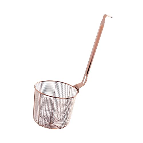 Fry Basket Fried Baskets Kitchenware Stainless Steel Fried Basket Food Strainer Noodle Colander French Fries Food Cooking Basket Strainer (Color : Rosegold S)