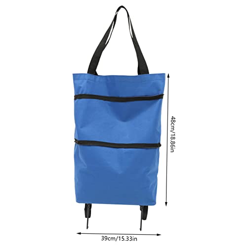 Vaguelly Collapsible Tey Shopping Bag with Wheels Handle Capacity Outdoor Storage Bag for Grocery Laundry Travel2